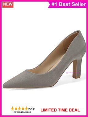 Womens Closed Pointed Toe Block Heel Slip On Dress Pumps
